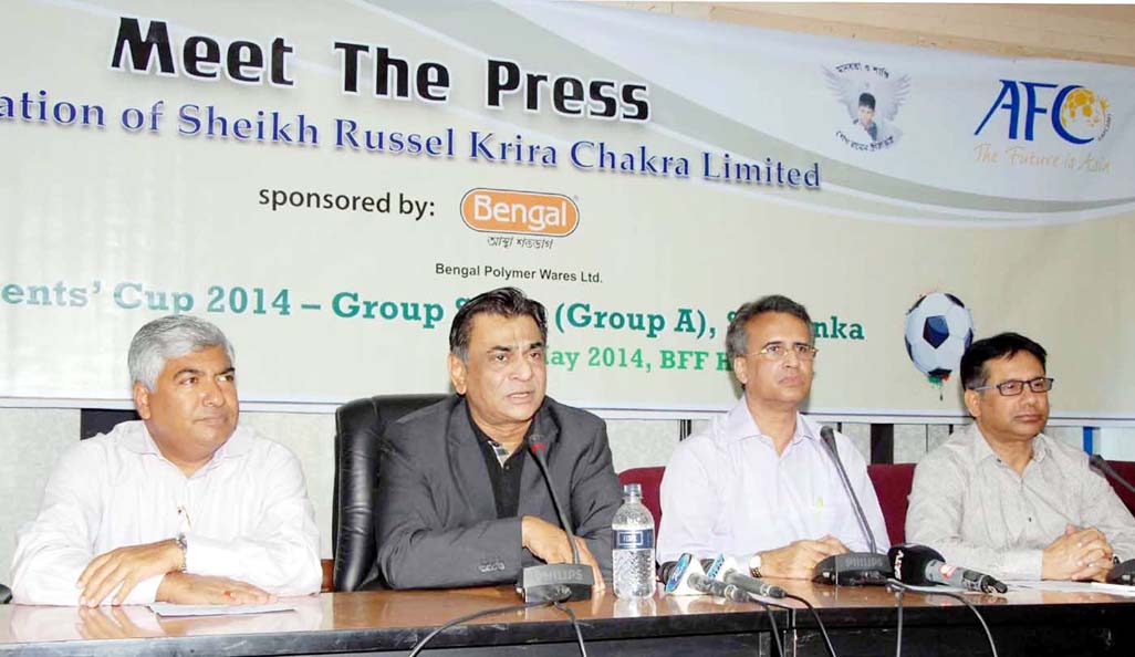 President of Bangladesh Football Federation (BFF) Kazi Md Salahuddin addressing a press conference at the conference room of BFF House on Saturday.