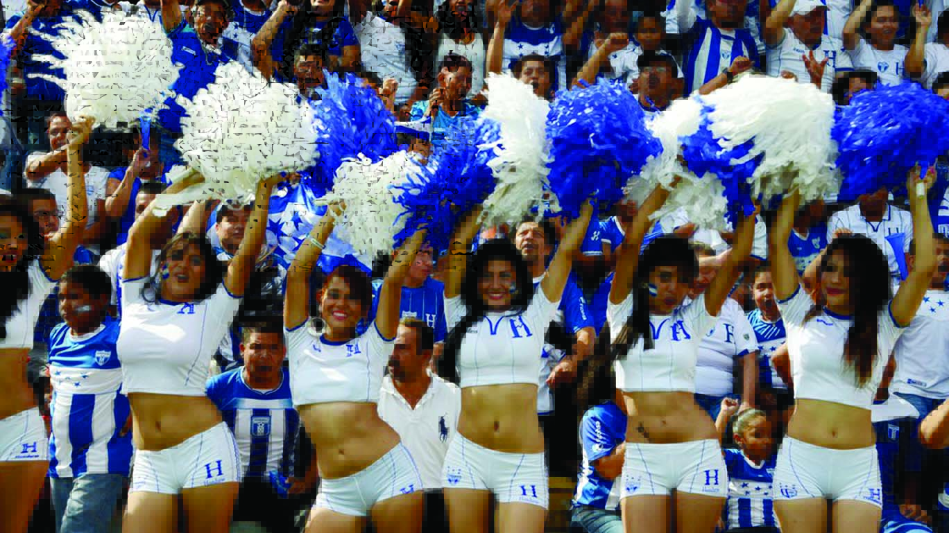 Cherrleaders perform during a program in support of the Honduras national football team in Tegucigalpa on Thursday.