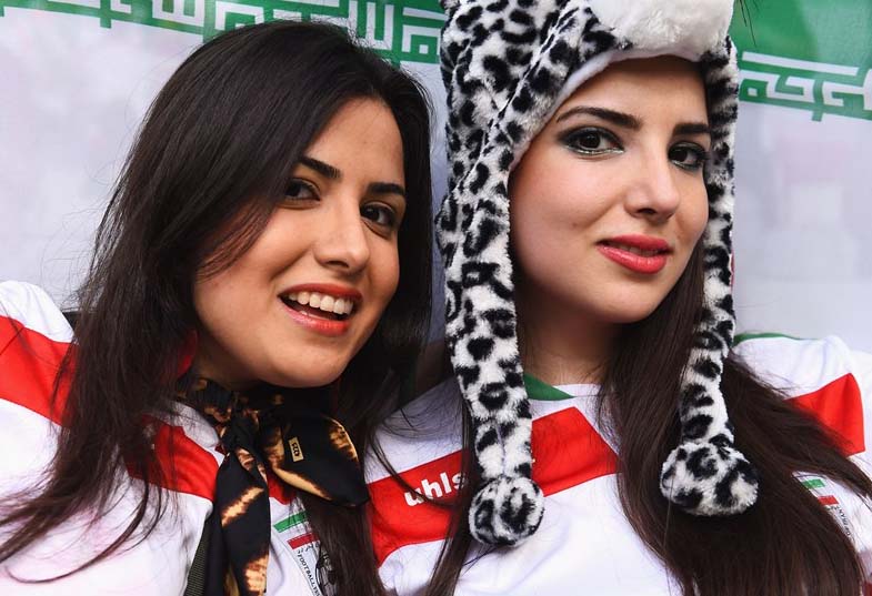 Iran fans pose prior to the 2014 FIFA World Cup Brazil Group F match between Iran and Nigeria at Arena da Baixada on Monday in Curitiba, Brazil.