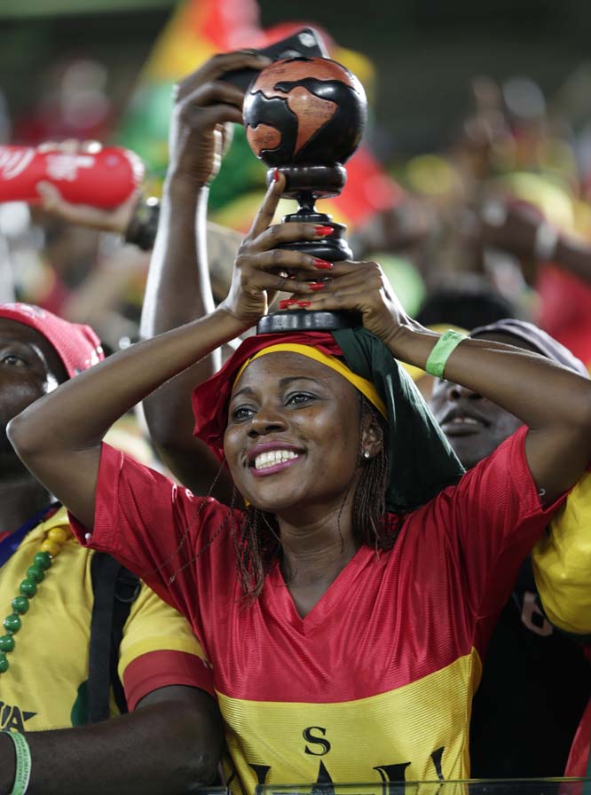 A Ghana fan reacts before the group G World Cup soccer match between Ghana and the United States at the Arena das Dunas in Natal, Brazil on Monday.