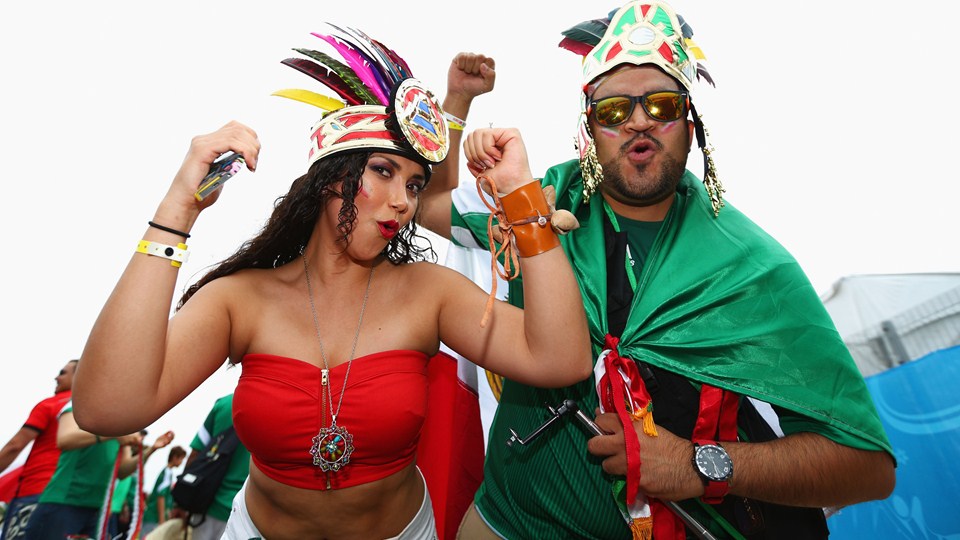 Mexico fans show support prior to the 2014 FIFA World Cup Brazil Group A match between Brazil and Mexico at Castelao on Tuesday in Fortaleza, Brazil.