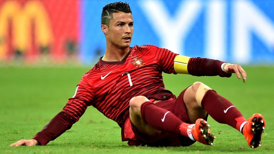 Cristiano Ronaldo of Portugal reacts during the 2014 FIFA World Cup Brazil Group G match between USA and Portugal at Arena Amazonia in Manaus, Brazil on Sunday.