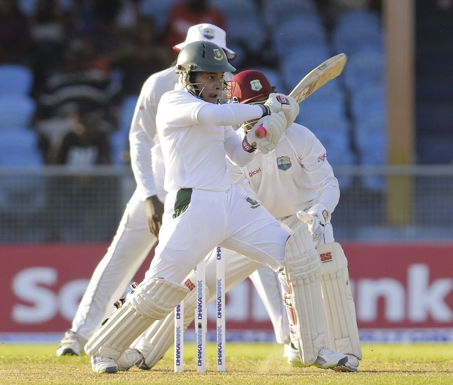 Mushfiqur Rahim was unbeaten on 48 on 3rd day of 1st Test between West Indies and Bangladesh at St Vincent on Sunday.