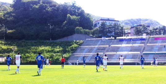 An action from the international FIFA friendly football match between Bangladesh Under-23 National Football team and Vietnam Under-23 National Football team at Incheon in South Korea on Wednesday.