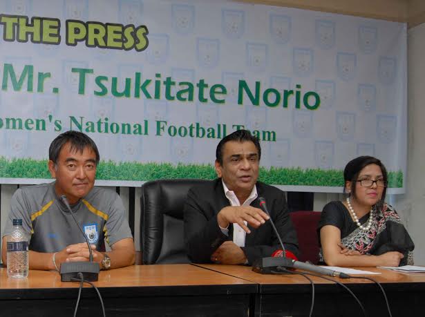 President of Bangladesh Football Federation (BFF) Kazi Salahuddin speaking at a press conference at the conference room of Bangladesh Football Federation House on Saturday.