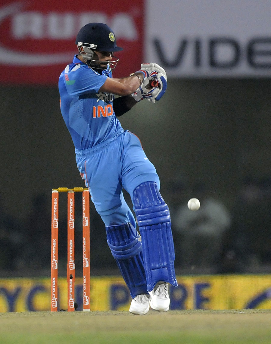Virat Kohli swivels for a hit during the 5th ODI between India and Sri Lanka at Ranchi on Sunday.