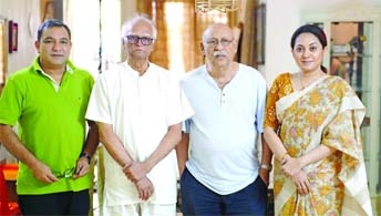 Tauquir Ahmed, Khairul Alam Sabuj, Tareen Jahan and Abul Hayat at the shooting spot of the new drama