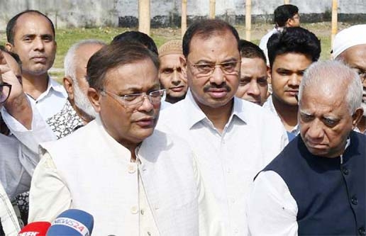 Information and Broadcasting Minister Dr Hasan Mahmud briefing the journalists after visiting the polo ground yesterday on the occasion of the upcoming public meeting of Awami League in the port city on December 4.