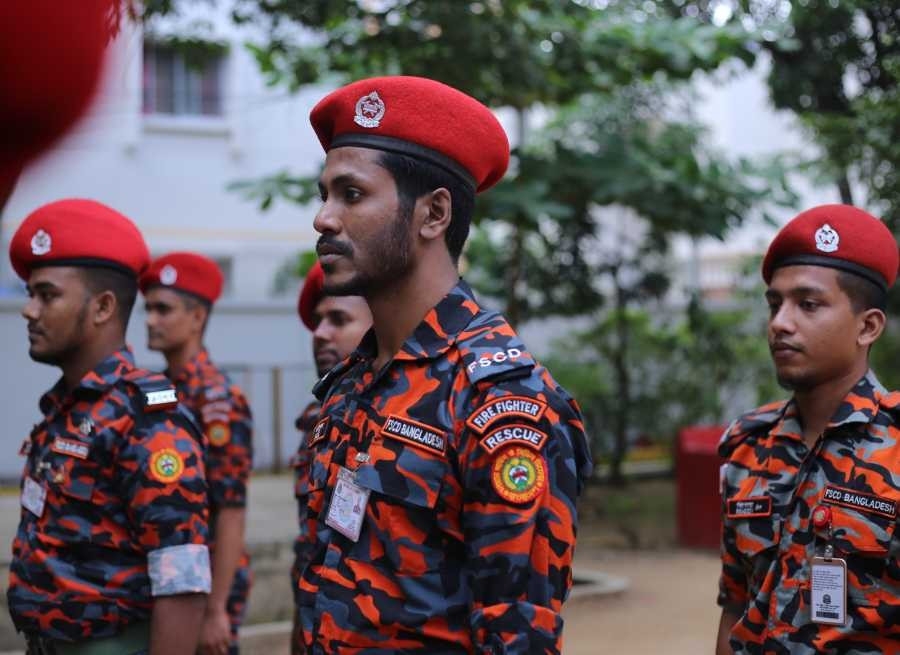 Sohail Mondal (front-centre) and co-actors in a scene from film 'Agnipurush'