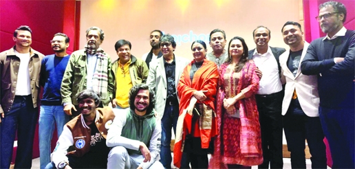 Actors and crew members of ‘Karagar’ part 2 at a photo session at Alliance Francaise de Dhaka